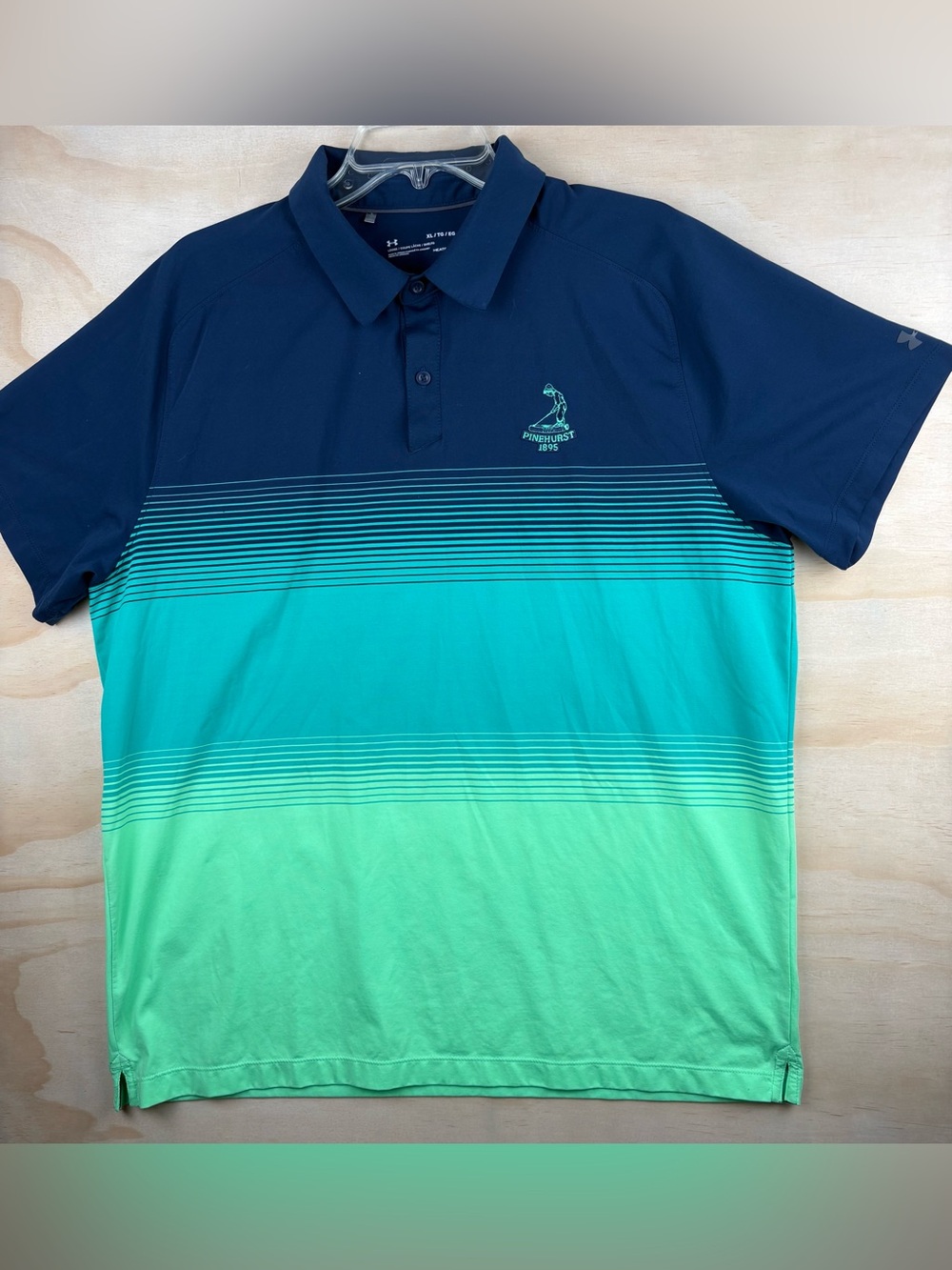 Under Armour Heatgear Polo Shirt Men’s XL Blue Green Loose Pinehurst 1895